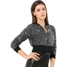 This cropped jacket features that full zip, sequin, long sleeve, sequin design, colorful, slim fit. Allover is decorated with shiny sequins, eye-catching and stylish design makes you more attractive in the crowd.Pair with high waist skinny jeans for your casual look.Occasion: Casual, Beach, Party, Club, Outdoor Or Daily Wear.Please check your size to make sure the item fits before ordering. Glitter Jacket, Womens Jackets Casual, Sequin Jacket, Green Sequins, Women's Jackets, Halloween Women, Open Front Cardigan, Cardigan Coat, Front Zipper