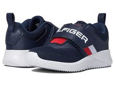 Tommy Hilfiger Kids Cadet Strap 2.0 (Little Kid/Big Kid) - Girl's Shoes : Navy : With a striking design, the Tommy Hilfiger Kids Cadet Strap 2.0 sneakers will have them comfortable and stylish as they play all day. Offering plenty of padding and support for those outdoor escapades, they'll look the part throughout. Textile mesh upper with polyurethane overlays. Textile lining and padded insole offer comfort for continued wear. Hook-and-loop closure with padded tongue and collar for support, and Tommy Hilfiger Kids, Play All Day, Crop Bra, Girls Shoes Kids, Big Kid, Sketchers Sneakers, Free Kids, Big Kids