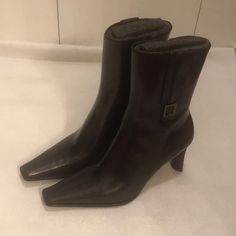 New Never Worn 3 “ Formal Fitted Ankle-high Heeled Boots, Fitted Padded Ankle Boots For Office, Formal Ankle-high Fitted Boots, Formal Fitted Ankle-high Boots, Formal Boots With Padded Ankle And Fitted Design, Formal Fitted Boots With Padded Ankle, Formal Fitted Square Toe Boots, Bootie Boots, Ankle Boots