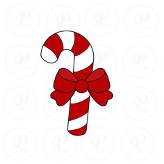 a candy cane with a bow on it