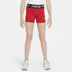 The Nike Pro Shorts are a super-duper stretchy, supportive layer that can be worn alone, or under your shorts or uniform. Add in Dri-FIT technology and sweat has no chance. Red Nike Pros, School Wishlist, Nike Pro Shorts, Shorts Nike, Kim K, Super Duper, 10th Birthday, Kids Nike, Nike Pros