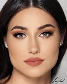 Soft Glam Makeup Hooded Brown Eyes, Dark Brown Eye Makeup Natural, Simple Elegant Makeup For Brown Eyes, Wedding Makeup Copper, Hydrated Makeup Look, Olive Skin Makeup Wedding, Soft Glam Bridal Makeup Brunette, Bridesmaid Makeup For Brown Eyes Wedding, Spring Bridal Makeup For Brown Eyes