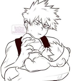 an anime character that is holding a baby in his arms