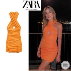 Never Worn, Nwt. Color Is More Like The Models/Pic I Took Of The Tag- A Beautiful Vibrant Orange. Would Be A Great Dress For A Tropical Vacation. Orange Ruched Mini Dress With Stretch, Zara Ruched Mini Dress For Beach, Orange Ruched Mini Dress For Date Night, Zara Ruched Bodycon Mini Dress, Zara Bodycon Ruched Mini Dress, Red Sequin Mini Dress, Black Eyelet Dress, Zara Printed Dress, Draped Mini Dress