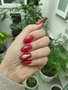 Bright red nails with cute Christmas tree 🎄 Line Christmas Tree Nails, Red Nails With Christmas Tree, Bright Red Christmas Nails, Christmas Nails Bright, Christmas Dip Nail Ideas Red, Christmas Dipped Nails Ideas, Nails With 3d Flowers, Nails Christmas Tree, Christmas Nail Designs Holiday