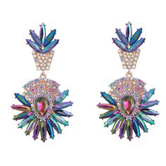 Material: Alloy Style: INS Style Bohemian Multicolor Flower Earrings For Party, Bohemian Green Flower Earrings For Party, Bohemian Multicolor Crystal Earrings For Party, Bohemian Multicolor Chandelier Earrings For Party, Full Earrings, Ethnic Style, Ethnic Fashion, Women's Earrings