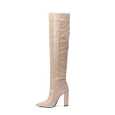 Shop Nude Pointed Toe Block Heel  Over the Knee Boots color Nude for Date, Going out, Hanging out, School with worldwide Free shipping & Free return. Block Heel Knee High Boots, Women's Cowboy Boots, Heel Knee High Boots, Boots Woman, High Heel Boots Knee, Knee High Boots, High Boots, Hanging Out, Over Knee Boot