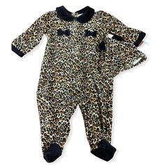 Little Me Leopard Print Onesie Footie Size 6 Months Soft With Baby Matching Hat So Cute New With Tags Cute Fitted Brown Sets, Brown Winter Onesie For Playtime, Brown Onesie For Playtime In Fall, Brown Fall Onesie For Playtime, Fall Playtime Brown Onesie, Baby Leopard, Leopard Print Baby, Newborn Essentials, Matching Hat