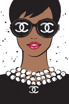 a woman wearing chanel sunglasses and pearls