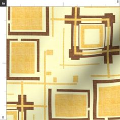 an orange and brown pattern with squares on white background, which is very similar to the same fabric