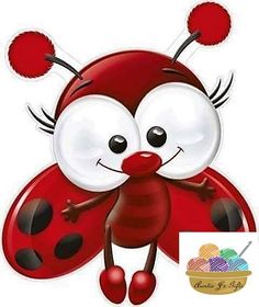 a cartoon ladybug with big eyes and antennae