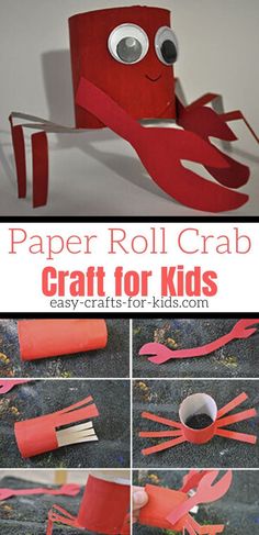 paper roll crab craft for kids with instructions to make it and cut out the legs