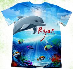 Dolphin Shirt/Personalized Dolphin Shirt T-Shirts/Kids Birthday Shirts/Onesie®,Youth and Adult Shirts/Family Ocean Sea Shirts, Dolphin Shirt, Kids Birthday Shirts, Personalized Photo Gifts, Dog Blanket, Photo Blanket, Adulting Shirts, Memorial Gifts