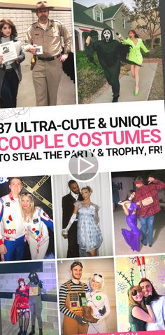 several people dressed up in costumes and posing for pictures with the caption'37 ultra - cute & unique couple costumes to steal the party & trophy, fro