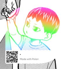 a drawing of a boy holding up his hand in front of him with the text made with polar