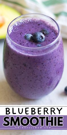 Here's a nonalcoholic 4th of July beverage that's a must-try! This Blueberry Smoothie is delicious and healthy! This homemade smoothie is made with sweet blueberries, bananas, avocado, and kale. It also makes the best summer drink recipe! Blueberry Drink, Blueberry Almond Smoothie, Blueberry Almond Milk Smoothie, Blueberry Smoothie Recipe Easy, Blueberry Kale Smoothie Recipes, Cherry Blueberry Smoothie, Blueberry Bliss Smoothie Tropical Smoothie