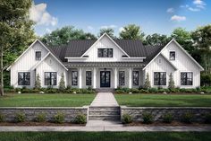 this is an artist's rendering of the farmhouse style house plans for your home