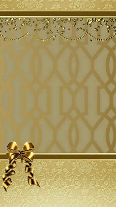 a gold background with a bow on it