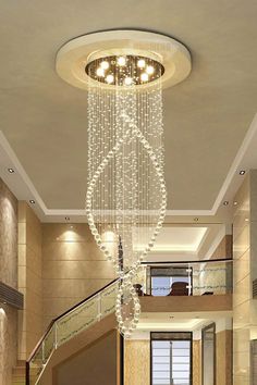 Crystal Swirl Chandelier - SamuLighting Entry Lighting, Living Room Den, Chandelier Metal, Staircase Lighting, Crystal Light, Chandelier Design, Modern Country, Modern Pendant Light, Swirl Design