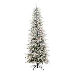 a white christmas tree with snow on the top and branches in black stands against a white background