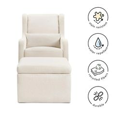 the reclining chair is shown with instructions for how to clean it and how to use it