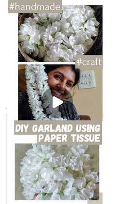 the instructions for how to make an artificial flower bouquet with paper flowers and ribbon around it