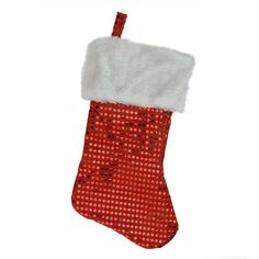 31462429-RED Holiday/Christmas/Christmas Stockings & Tree Skirts Glamorous Christmas, Red Christmas Stockings, Embellished Fabric, Stocking Tree, Stocking Holders, Holiday Trends, White Faux Fur, Holiday Colors, Baby Sale