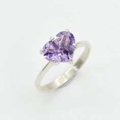 Heart Ring, Amethyst Ring, Natural Amethyst, Promise Ring, February Birthstone, Vintage Heart Ring, Purple Ring, Solid Silver Ring, Amethyst Purple Stone Heart Rings, Purple Heart Ring, February Birthstone Ring, Purple Ring, Ring Purple, Purple Rings, Real Jewelry, Heart Diamond, February Birthstone