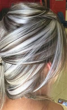 cool blonde highlights for grey hair pictures - Yahoo Search Results Hair Color Silver, Grey Hair Color Silver, Granny Hair, Silver Blonde Hair, Covering Gray Hair