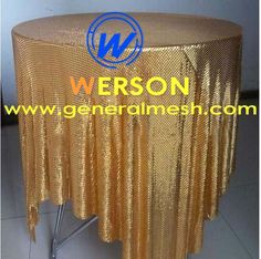 gold sequin table cloth with metal legs