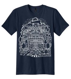 This is a hand printed, pre-shrunk, 100% cotton, Navy Blue T-Shirt. It is printed wit my drawing of an assortment of things from around Penn State and State College, PA. The drawing incorporates elements of history as well as things from around the area today. State College Pa, Navy Blue T Shirt, College T Shirts, State College, Blue T Shirt, Penn State, Blue Tshirt, Cleveland, Navy Blue