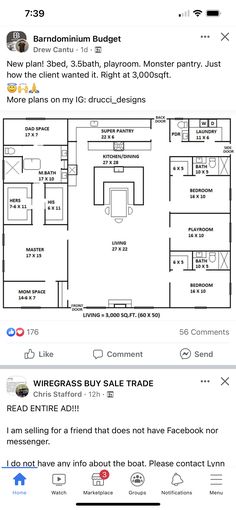 the floor plan for an apartment on facebook