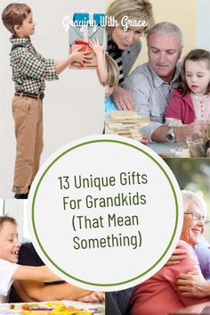 a collage of pictures with the words unique gifts for grandkids that mean something