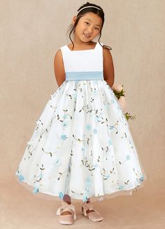 Pollie is our sweet and joyful flower girl A-line dress made from our embroidered tulle. Sage Flower Girl Dress, Green Flower Girl Dresses, Flower Girl Dresses Blue, Dusty Sage, Military Ball Dresses, Special Event Dresses