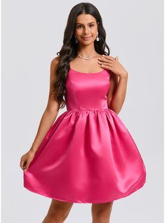 JJ's House Satin Scoop Fall Spring Summer Ball-Gown/Princess General Plus Back Zip Coquette Skater Dresses Simple Other Colors Height:5.8ft（176cm） Bust:32in（82cm）Waist:24in（61cm）Hips:35in（89cm） No Short Pink Sleeveless Homecoming Dress. #JJ's House #Satin #Scoop #Fall #Spring #Summer #BallGownPrincess #General #Plus #BackZip #Coquette #SkaterDresses #Simple #OtherColors #No #Short #Pink #Sleeveless #HomecomingDress Solid Color Mini Dress For Prom, Solid Color Dresses For Homecoming, Elegant Solid Color Scoop Neck Dress, Short Satin, Prom Dresses Long Lace, Satin Homecoming Dress, Ball Gowns Princess, Long Sleeve Prom, Cocktail Dress Wedding