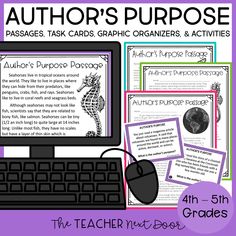 the author's purpose poster with text and pictures