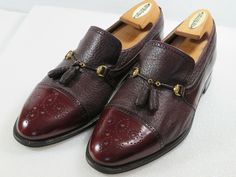 Please see measurements unless you are familiar with brand.Gorgeous one! MORESCHI peccary leather,slip on loafer,tassels,color cordovan with punched floral cap toe.Size 9.5 M .Classic design never goes out of style dress or casual.Leather feels like butta! The condition is Great as pictures show,Happy to help regarding any questions.MSRP$759 Insole 10 3/4" outer sole widest 4 1/8" Prompt Payment:  Checkout must be completed with confirmed address within the close of auction, and all PayPal payme Mens Tassel Loafers, Rare Beauty, Tassel Loafers, Monk Strap, Leather Slip Ons, Out Of Style, Style Dress, Mule Shoe, Classic Design