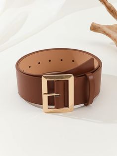 Element:Plain \nBuckle Type:Quadrate Pin Buckle \nColor:Brown \nPattern Type:Plain \nStyle:Casual \nBelts Width:Wide Belt \nStretch:Non-Stretch \nType:PU Buckle Belts \nComposition:100% Polyurethane \nMaterial:PU Leather \nBuckle Element:Geometric \nStrap Element:Plain \n Old Money Belt, Nautical Inspired Outfit, Country Club Casual, Riviera Chic, Country Club Style, Looks For Men, American Preppy, Wide Waist Belt, Unique Styling