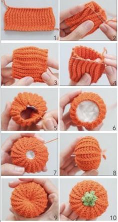 instructions to crochet an orange knitted object