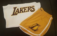 Lakers short set Casual Short Yellow Set, Casual White Fitted Short Set, White Fitted Casual Short Set, Lakers Shorts, Rancho Cucamonga, Short Set, Short Sets, Womens Clothing Tops, Photo Shoot