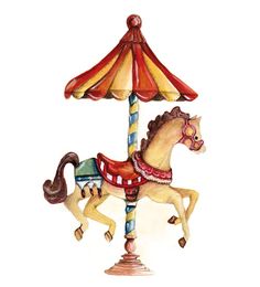 a watercolor drawing of a carousel horse