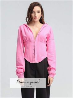 Women Blue Corset Style Long Sleeve Hoodie Sweatshirt top with V Neck front Hooks and back Lace Tie chick sexy style Punk Grunge Fashion, Imperial Fashion, Lace Hoodie, Green Corset, Blue Corset, Pink Corset, Lace Tie, White Corset, Yellow Hoodie