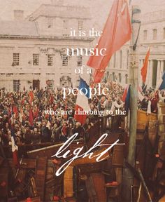 an old photo with the words it is the music of a people who are embarking to the lights