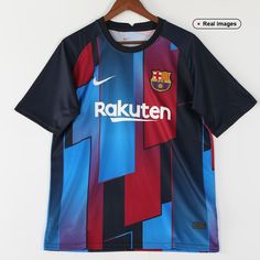 a shirt hanging on a hanger with the word rakuten printed on it