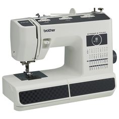 the brother sewing machine is white and black