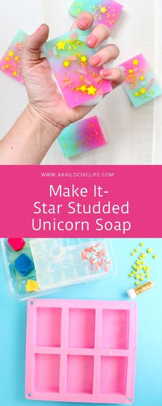 make it star - studded unicorn soap recipe for kids to use in their crafts