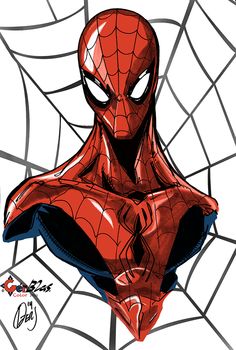 a drawing of a spider man with his eyes closed