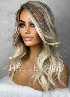 16 Inch Bob Wig, Blonde Brown Balayage, Brown Balayage Highlights, Highlights Streaks, Ash Blonde Brown, Side Parting, Blonde Hair Inspiration, Brown Balayage