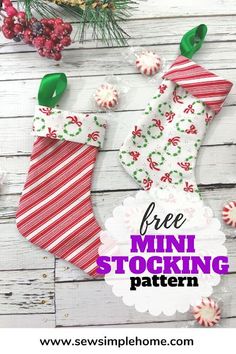 the free mini stocking pattern is perfect for christmas stockings and candy canes to decorate