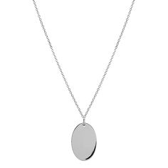 Hali Oval Disc Pendant in 14K White Gold (18 in) | Shane Co. Classic Sterling Silver Necklace With Shiny Finish, White Gold Sterling Silver Necklace With Oval Pendant, Modern Oval Sterling Silver Necklace, Silver Oval Necklace With Cable Chain, White Gold Oval Cable Chain Jewelry, White Gold Oval Jewelry With Cable Chain, Silver Oval Cable Chain Necklace, Oval White Gold Jewelry With Cable Chain, Classic White Gold Oval Pendant Necklace